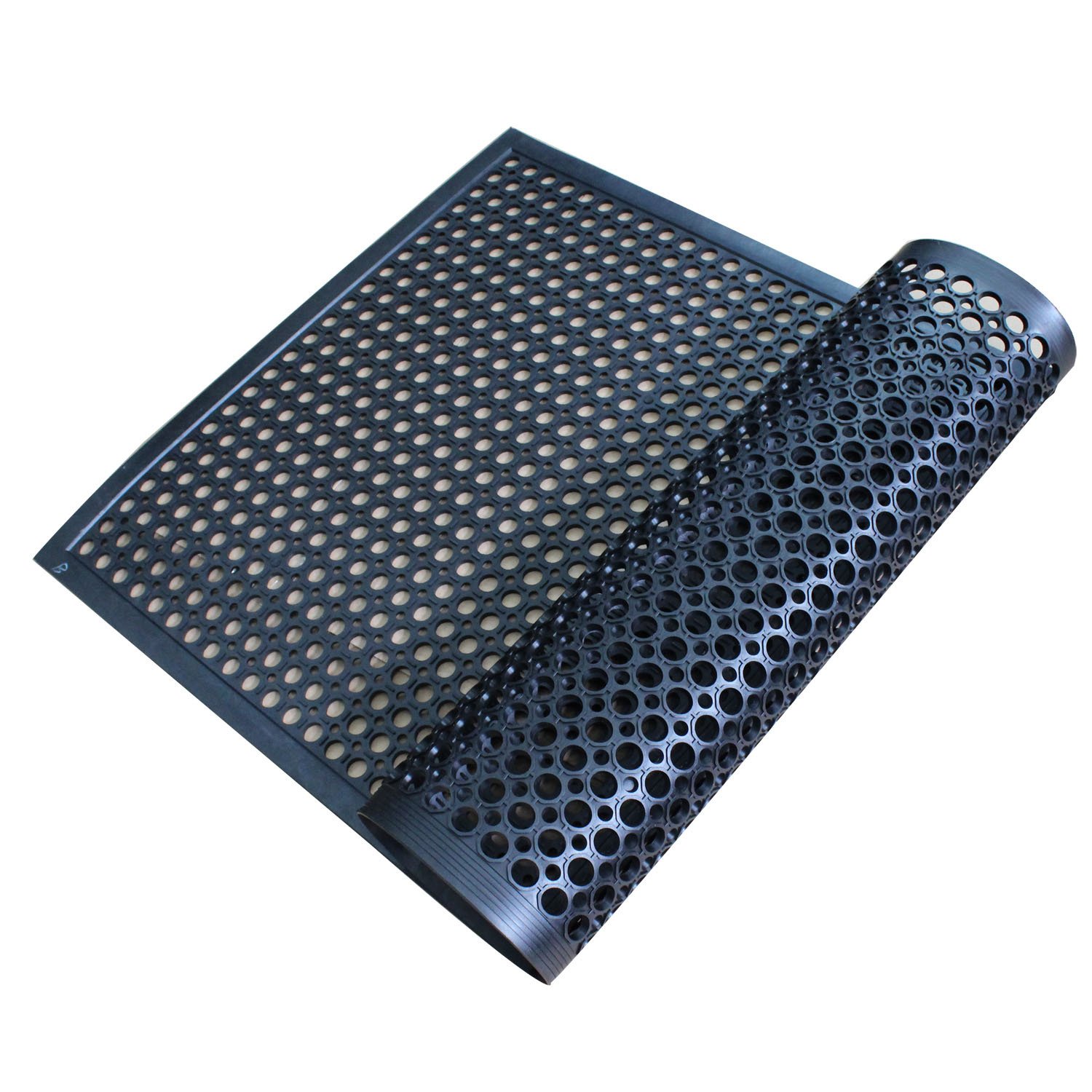 59*35.4 inch Anti-fatigue Drainage Rubber Mat, Anti Slip Restaurant Kitchen Garden Floor Rubber Mat 1524*914