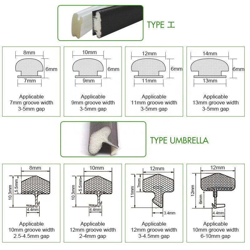 Black brown white PU sponge coated foam door frame T V Q shape slot weather strip seal for doors and windows