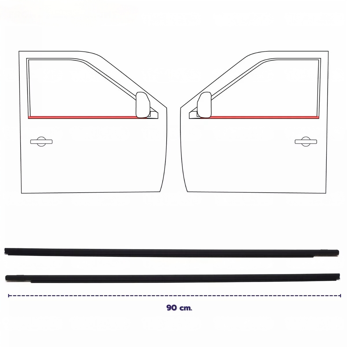 Rubber Outer Door Window Glass Weatherstrip Seal Belt Weather Strip Molding Trim for Toyota Avanza 2012-2019