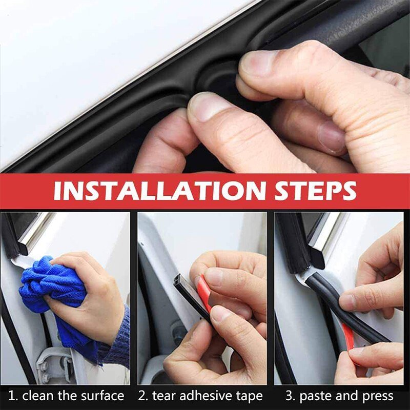 Car B Type Car Door Seal Strips Noise Weatherstrip Rubber Insulation Windproof Door side Strong Sticker