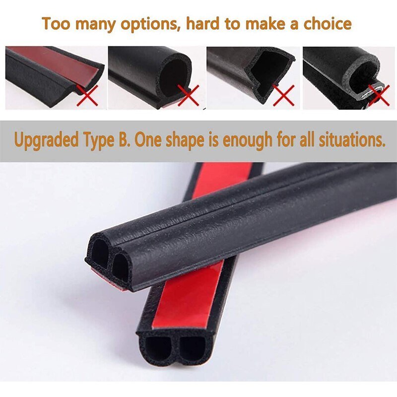 Car B Type Car Door Seal Strips Noise Weatherstrip Rubber Insulation Windproof Door side Strong Sticker