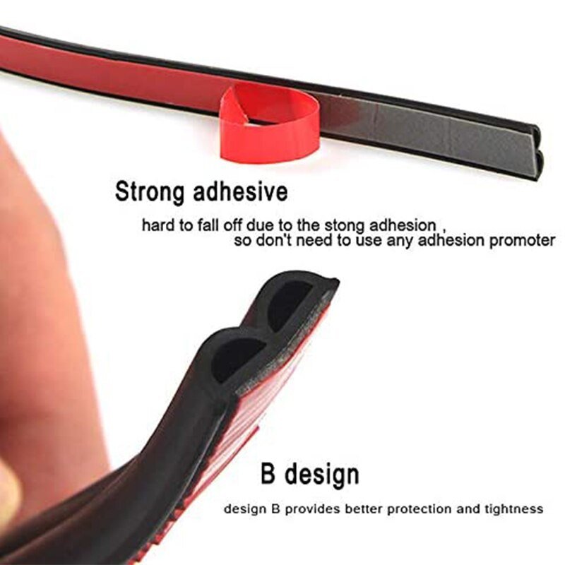 Car B Type Car Door Seal Strips Noise Weatherstrip Rubber Insulation Windproof Door side Strong Sticker