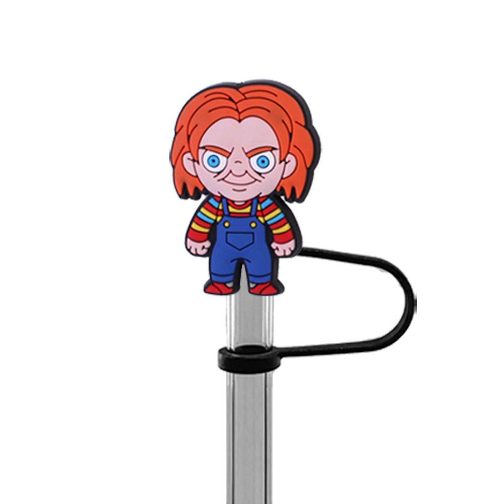 10mm Silicone Horror Movie Decoration Drinking Straw Topper Cover Cartoon Terrifying Straw Cover Promotion Gifts For Club Party