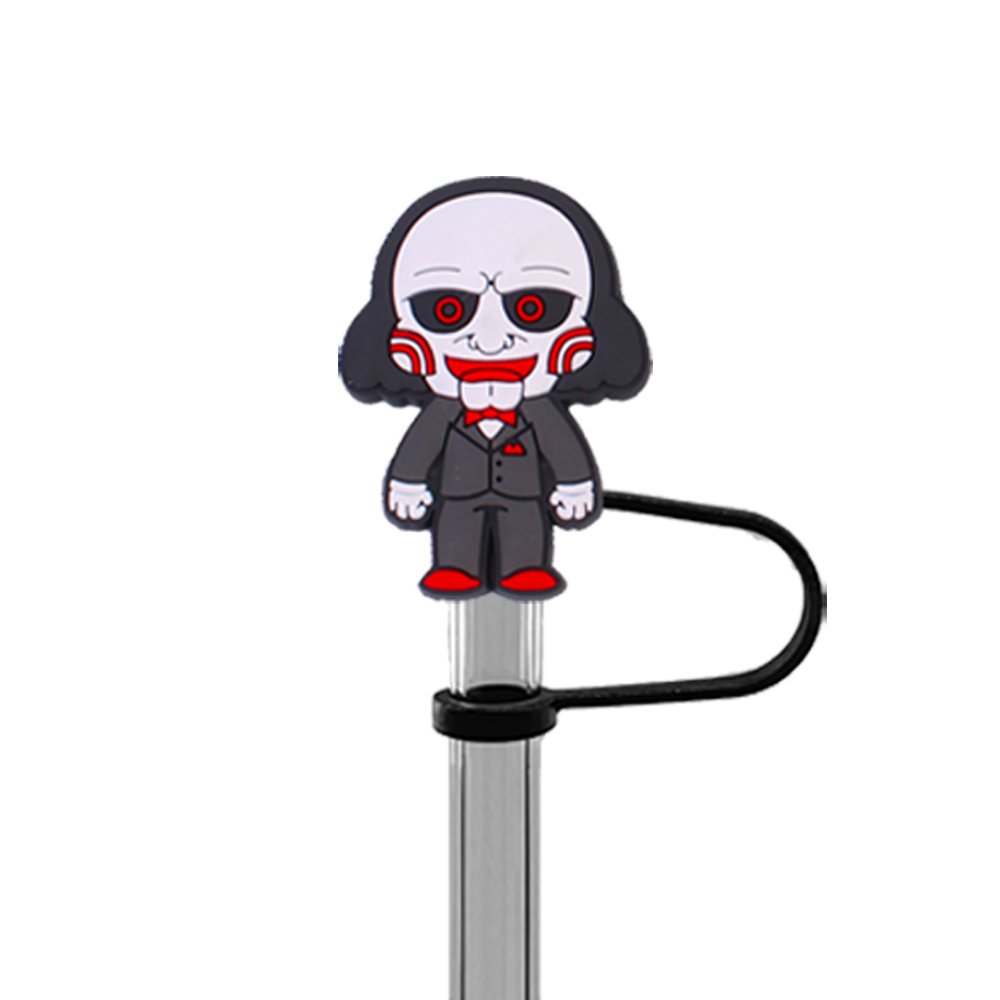 10mm Silicone Horror Movie Decoration Drinking Straw Topper Cover Cartoon Terrifying Straw Cover Promotion Gifts For Club Party