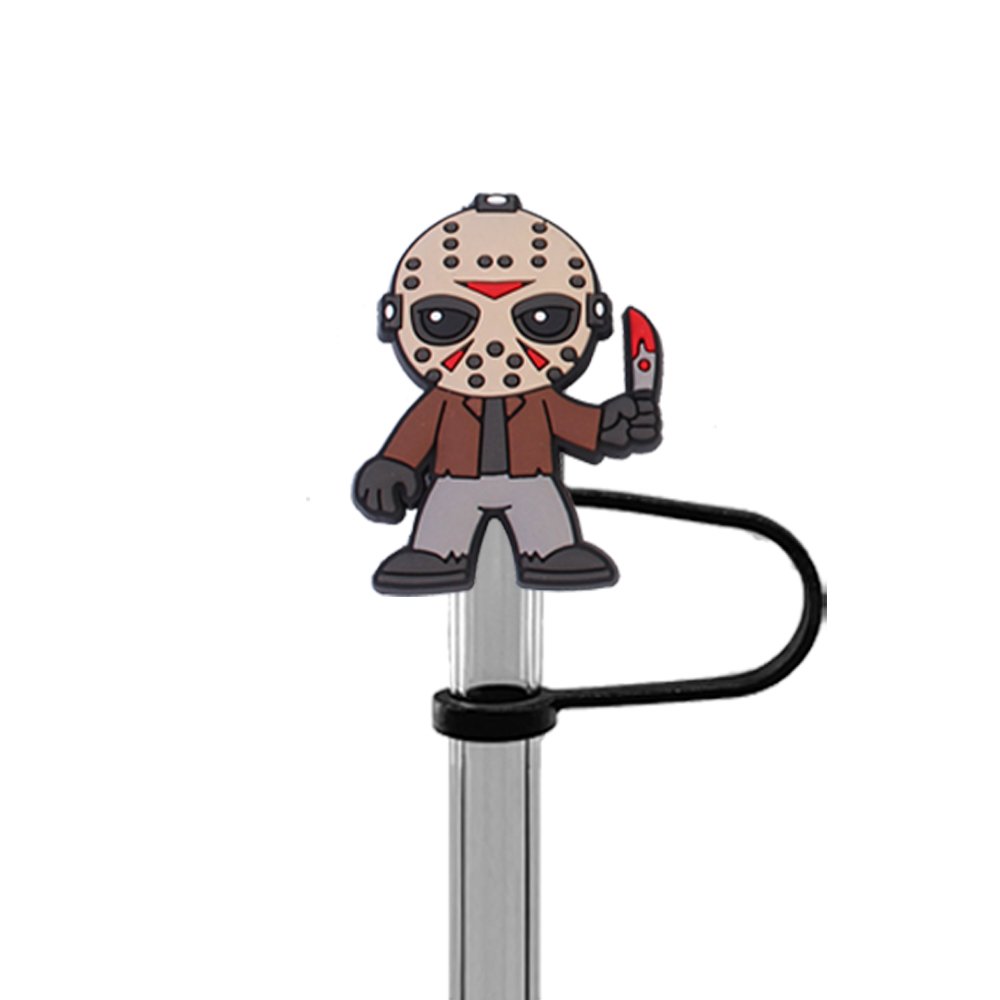 10mm Silicone Horror Movie Decoration Drinking Straw Topper Cover Cartoon Terrifying Straw Cover Promotion Gifts For Club Party