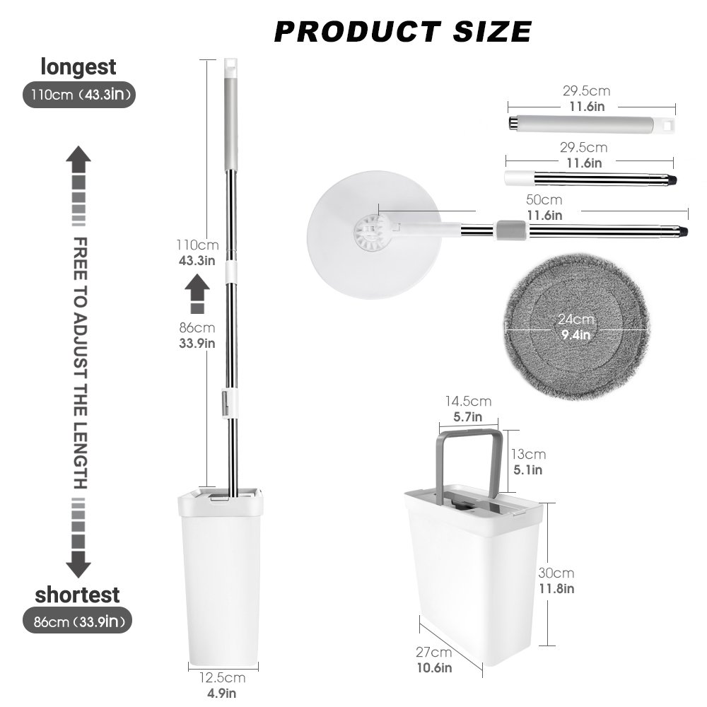 Masthome 360 Spin flat Mop Home Cleaning System Spinning Floor Mop with Vertical washing Bucket