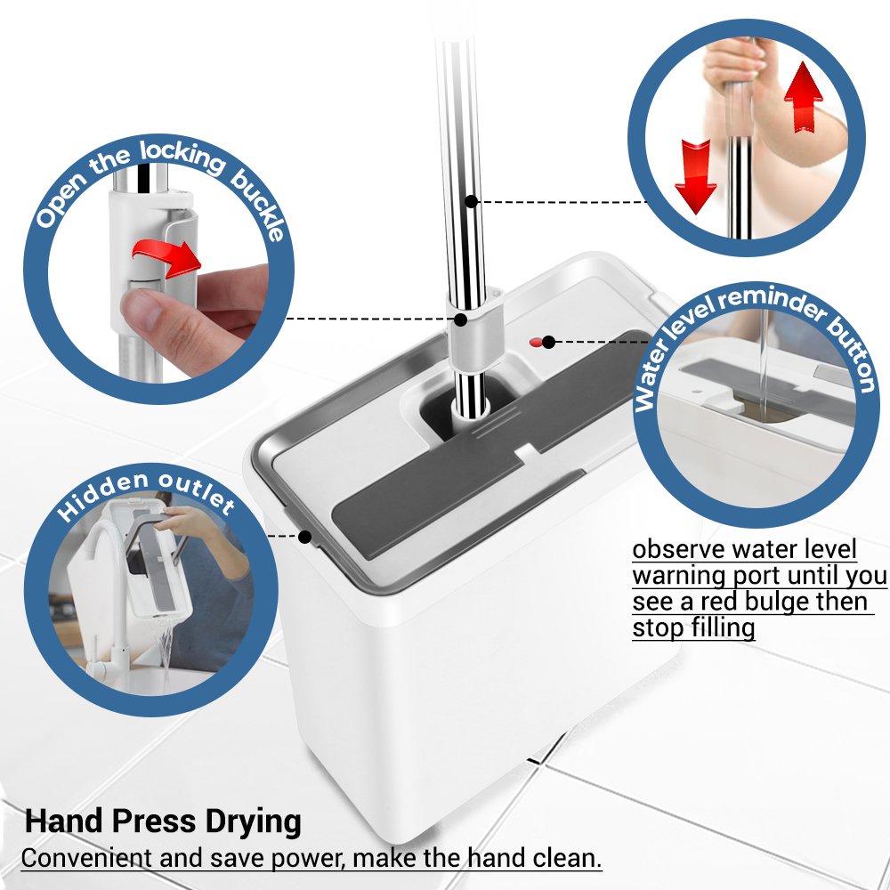 Masthome 360 Spin flat Mop Home Cleaning System Spinning Floor Mop with Vertical washing Bucket