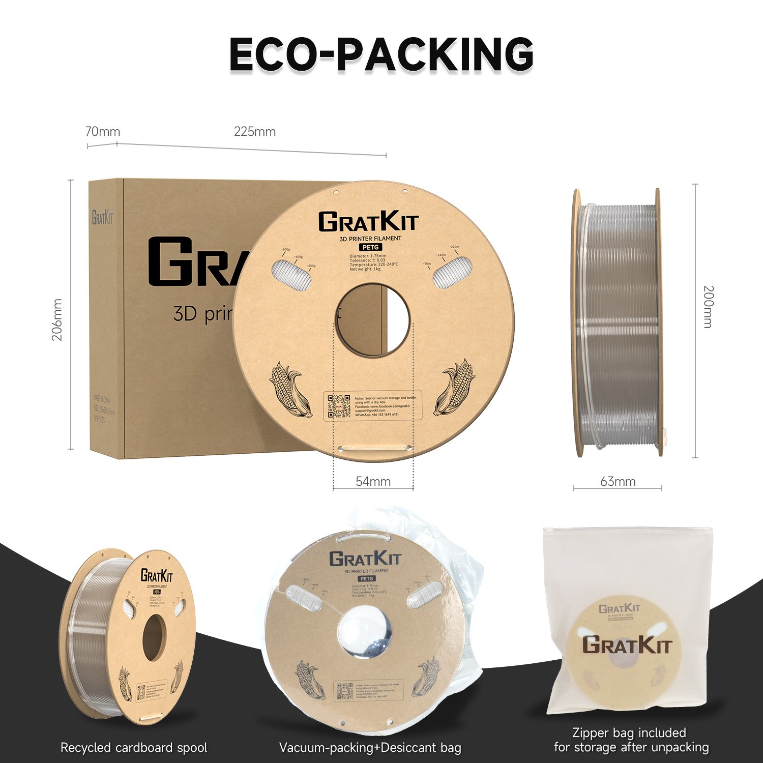 Transparent 3d Printing Plastic PETG Filament 1.75mm