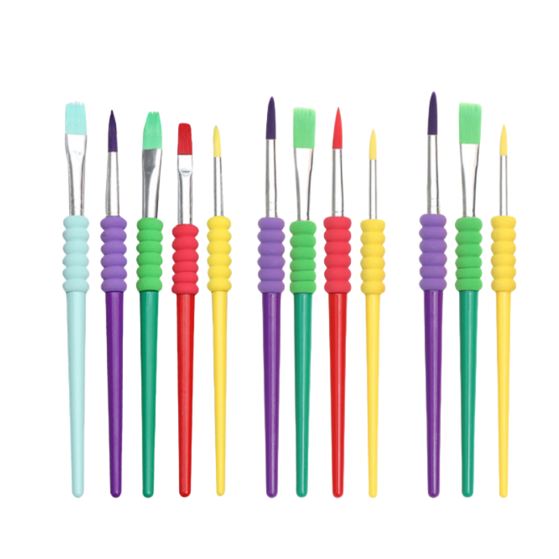 Candy Colored Nylon Paint Brush for Kids DIY Watercolor & Oil Painting Sponge Coil & Plastic Rod for Graffiti
