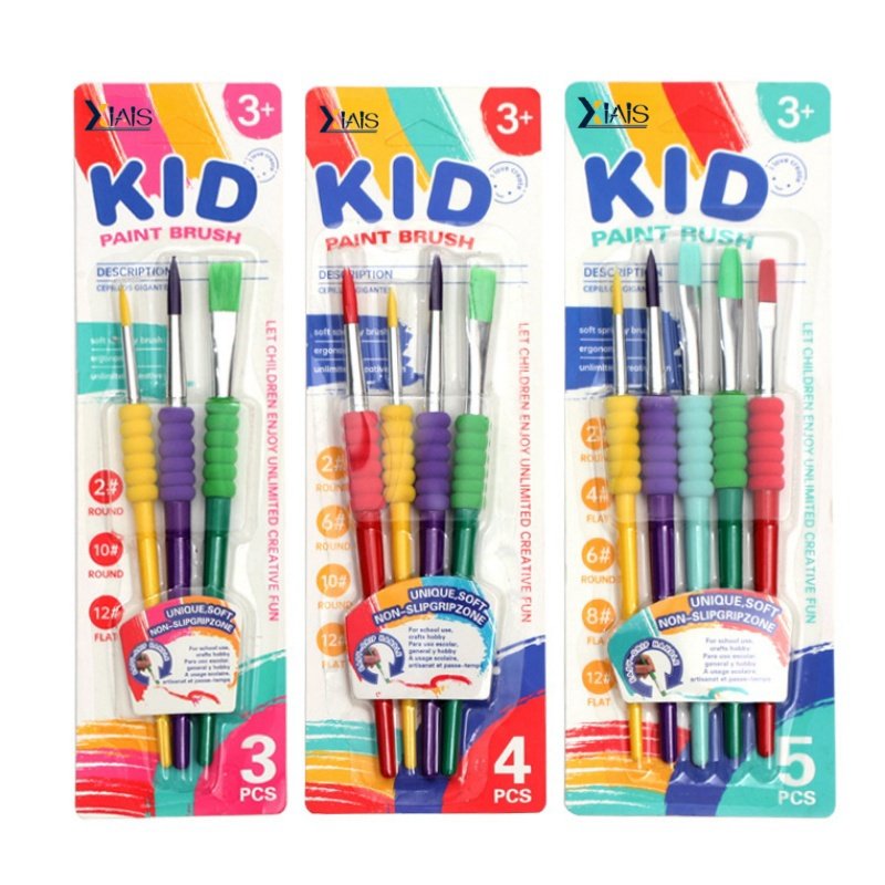 Candy Colored Nylon Paint Brush for Kids DIY Watercolor & Oil Painting Sponge Coil & Plastic Rod for Graffiti
