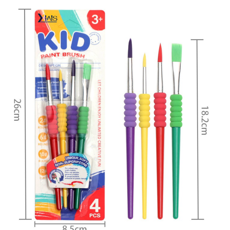 Candy Colored Nylon Paint Brush for Kids DIY Watercolor & Oil Painting Sponge Coil & Plastic Rod for Graffiti