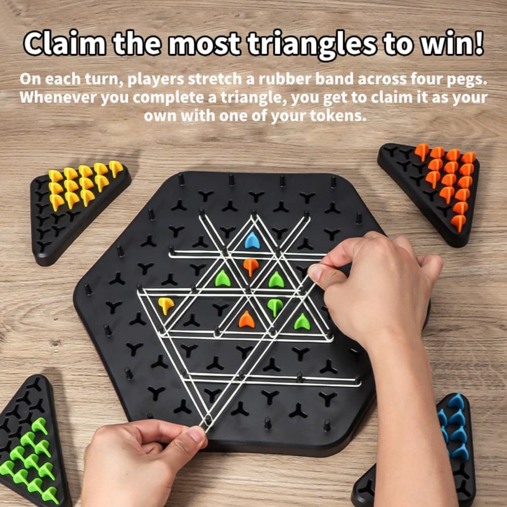 Chain Triangle Chess Game Desktop Board Game Triggle Rubber Band Game Puzzle Interactive for Toddlers