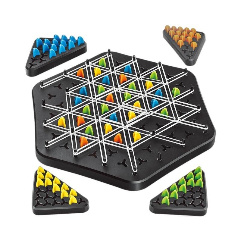 Chain Triangle Chess Game Desktop Board Game Triggle Rubber Band Game Puzzle Interactive for Toddlers