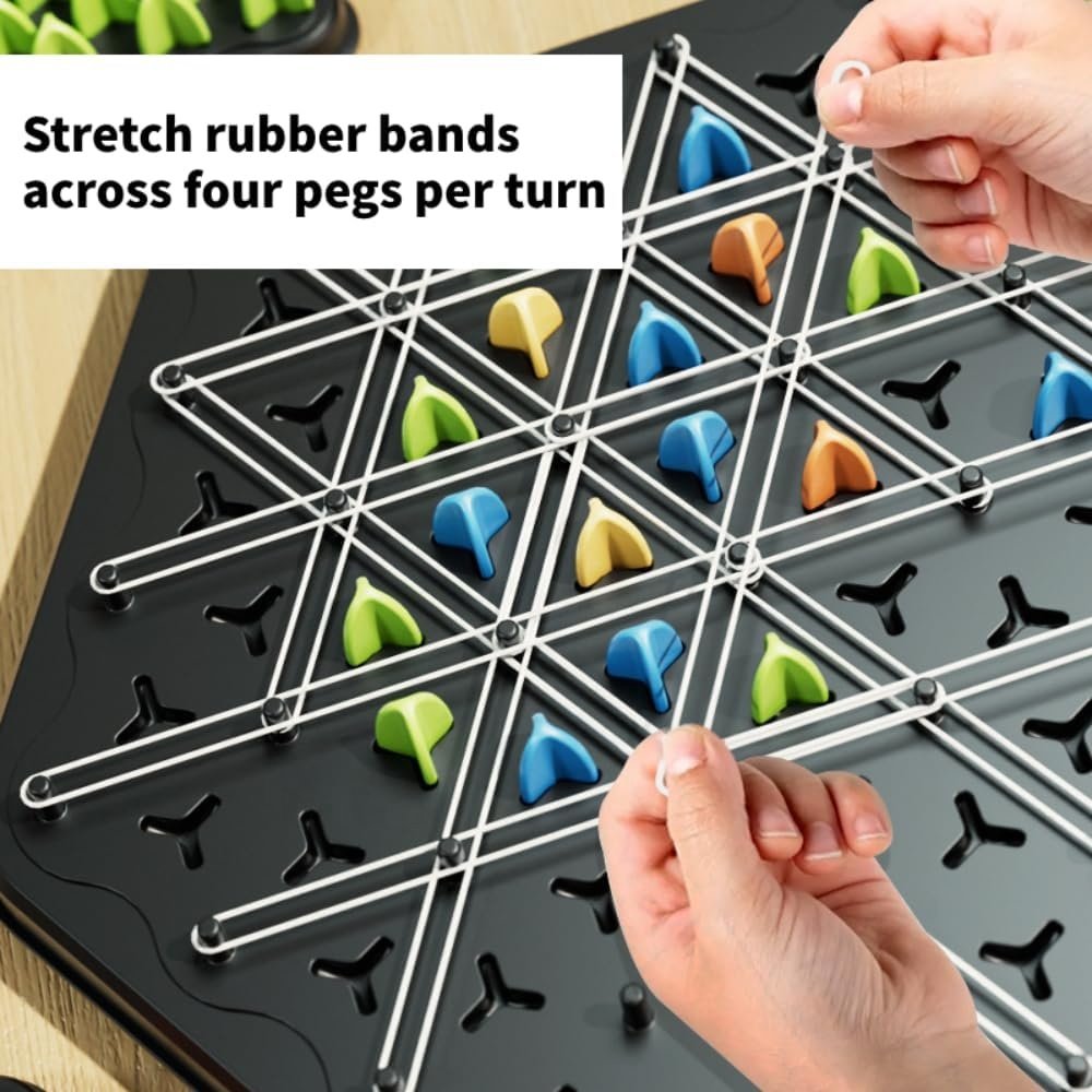 Chain Triangle Chess Game Desktop Board Game Triggle Rubber Band Game Puzzle Interactive for Toddlers