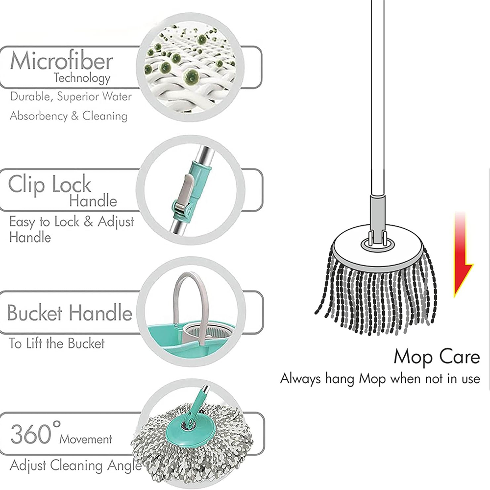 Hot sell hand free mop cheap 360 degree rotating magic Spining Mop bucket round wet dry Microfiber Dust Mop