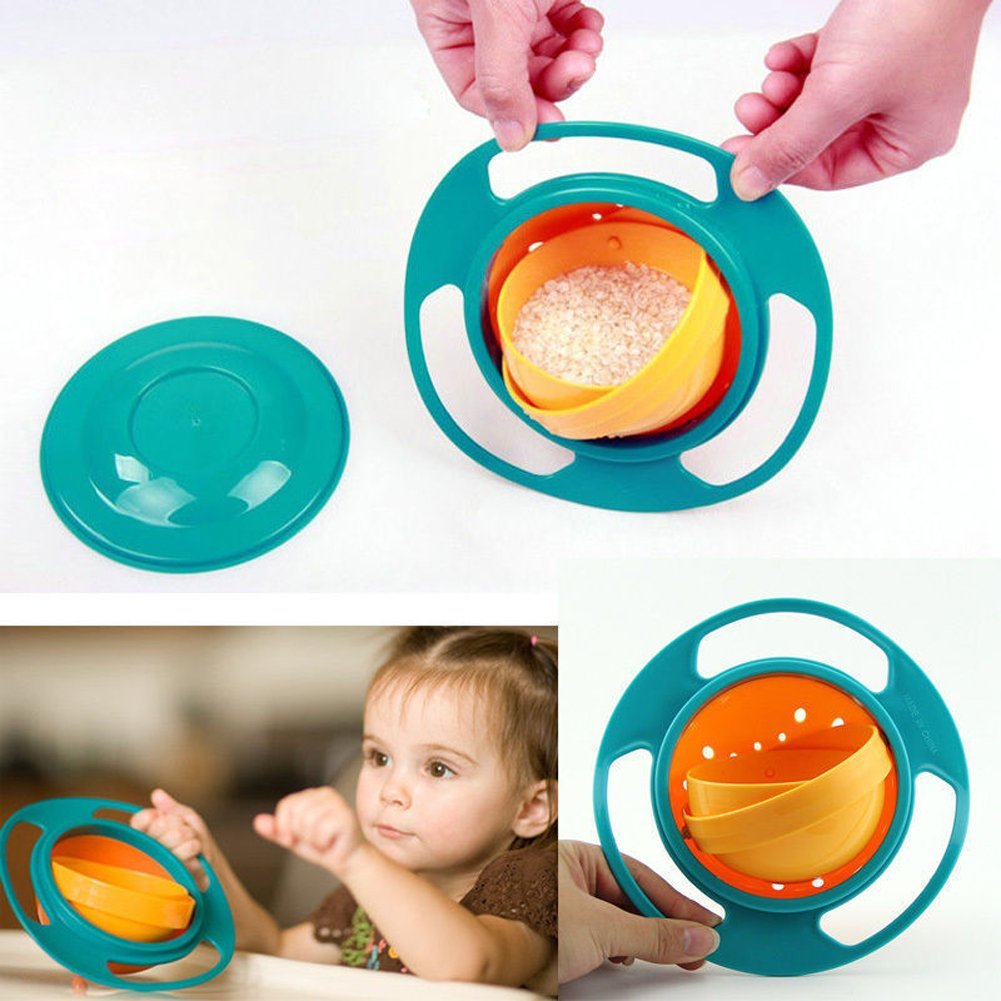 Ztl Gyro Bowl 360 Degree Rotation Spill Resistant Gyroscopic Bowl with Lid