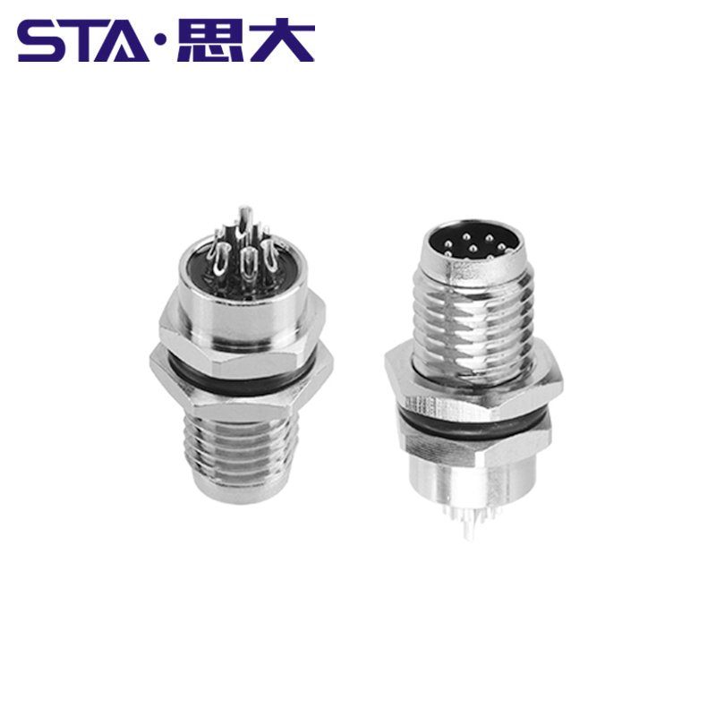 M8 Metal Insert Shielding Male Panel Mount Connector Screw M18 Solder Type Rear Mount M8 3 4 5 6 8 Pins IP67 Circular Connector