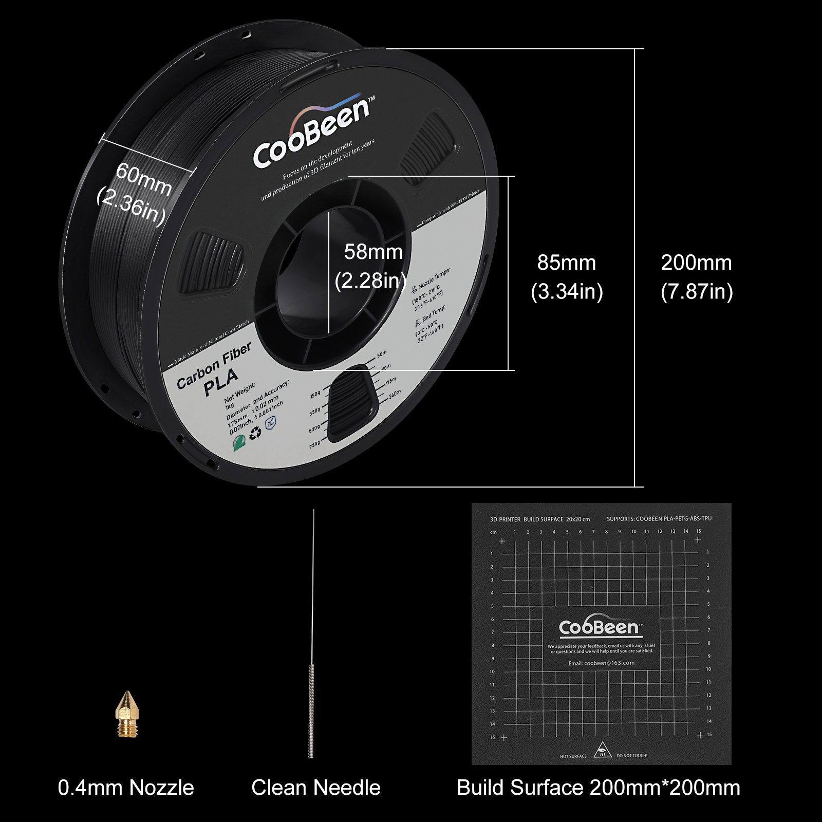 CooBeen High Quality 3D Printer Filament PETG 1.75mm/1kg Spool Neat Winding for 3D FDM Printer ROHS Direct Pactory