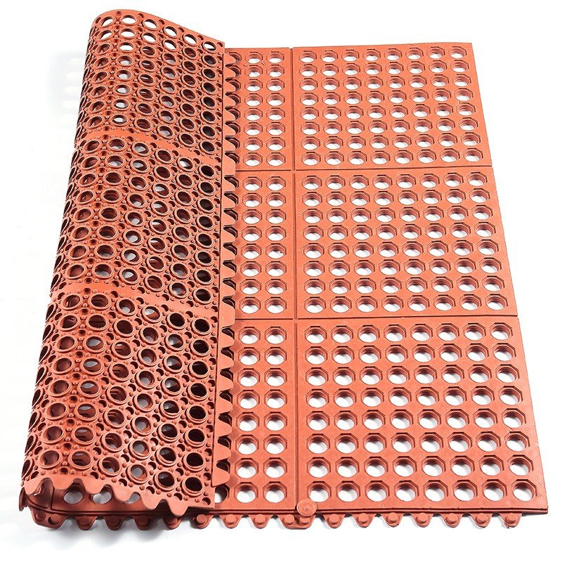 Interlocking Anti-Fatigue Rubber Floor Mat Moulded with Hollow Design