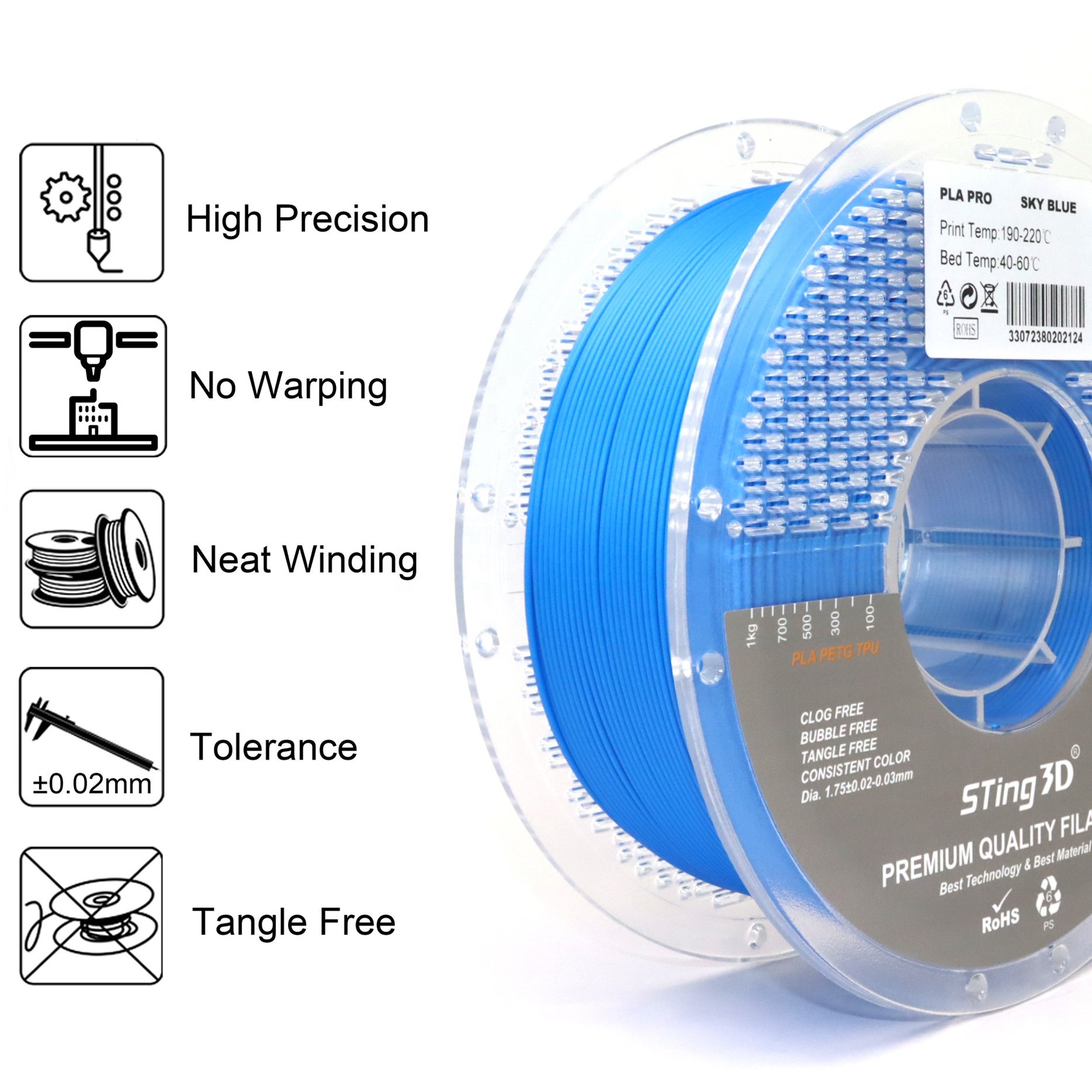 Sting3d PLA filament matte PLA ABS PETG 3d printer filament 175mm PLA filament 3d printing filamento resin plastic rob