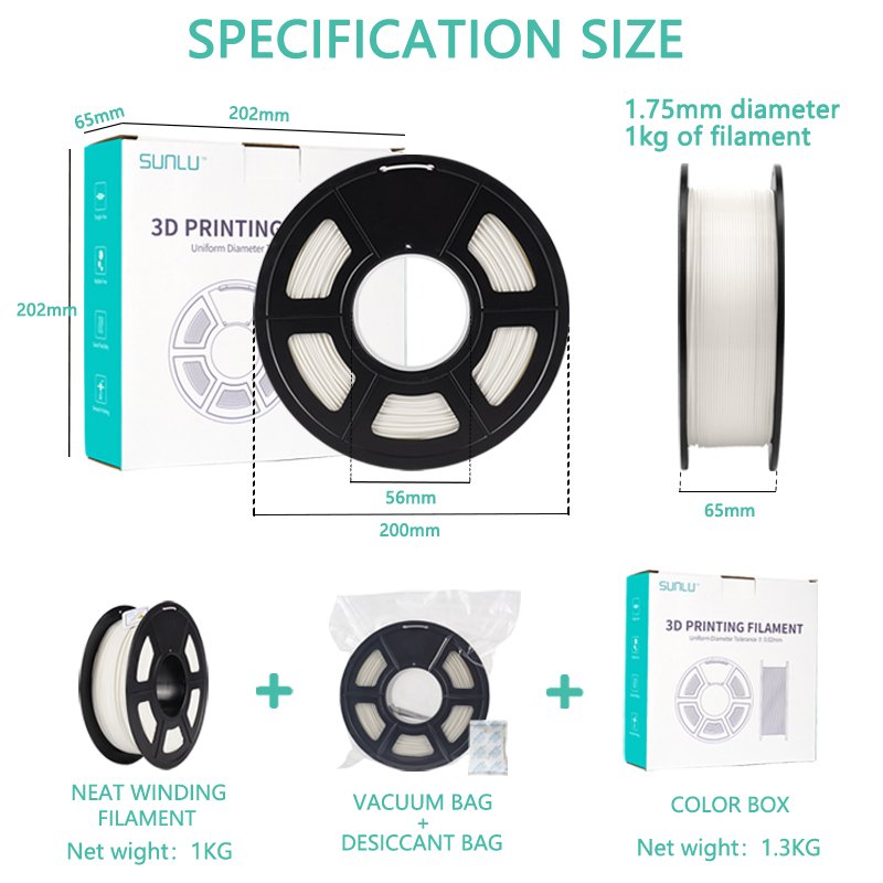 SUNLU bulk abs filament 5 kg spool 10kg 3d printer abs filament 1.75mm abs 3d filament
