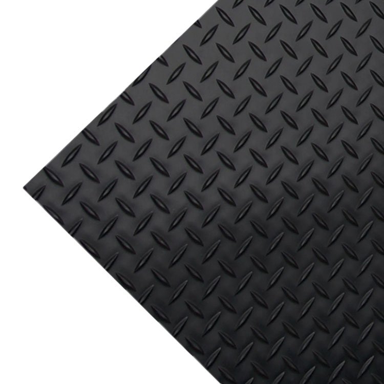 cheap black anti slip non toxic workshop garage car diamond willow leaf rubber sheet flooring roll mat