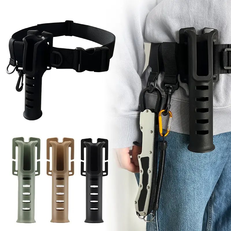 NEWMAJOR Fishing Tools Adjustable Waist Stand Portable Swivel Cast Rod Inserter Fishing Rod Belt Pole Holder