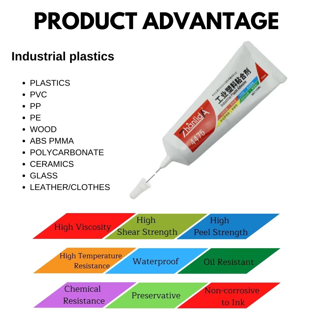 110ml Strong Glue for PP PE ABS PMMA Polycarbonate PVC Plastic Display Fiber Leather Ceramics LED Light Glass Automotive Parts