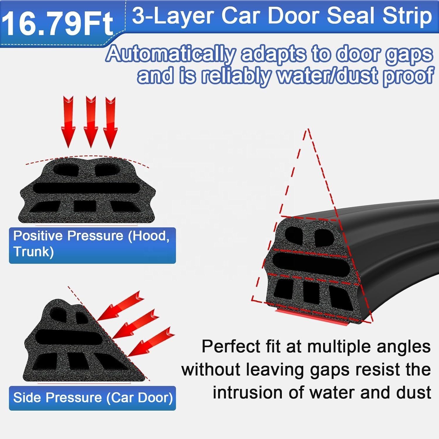 Durable Shockproof Car Seal Sticker Accessories Seamless Rubber Sealing Strip Car Door Gap Sealing Strip