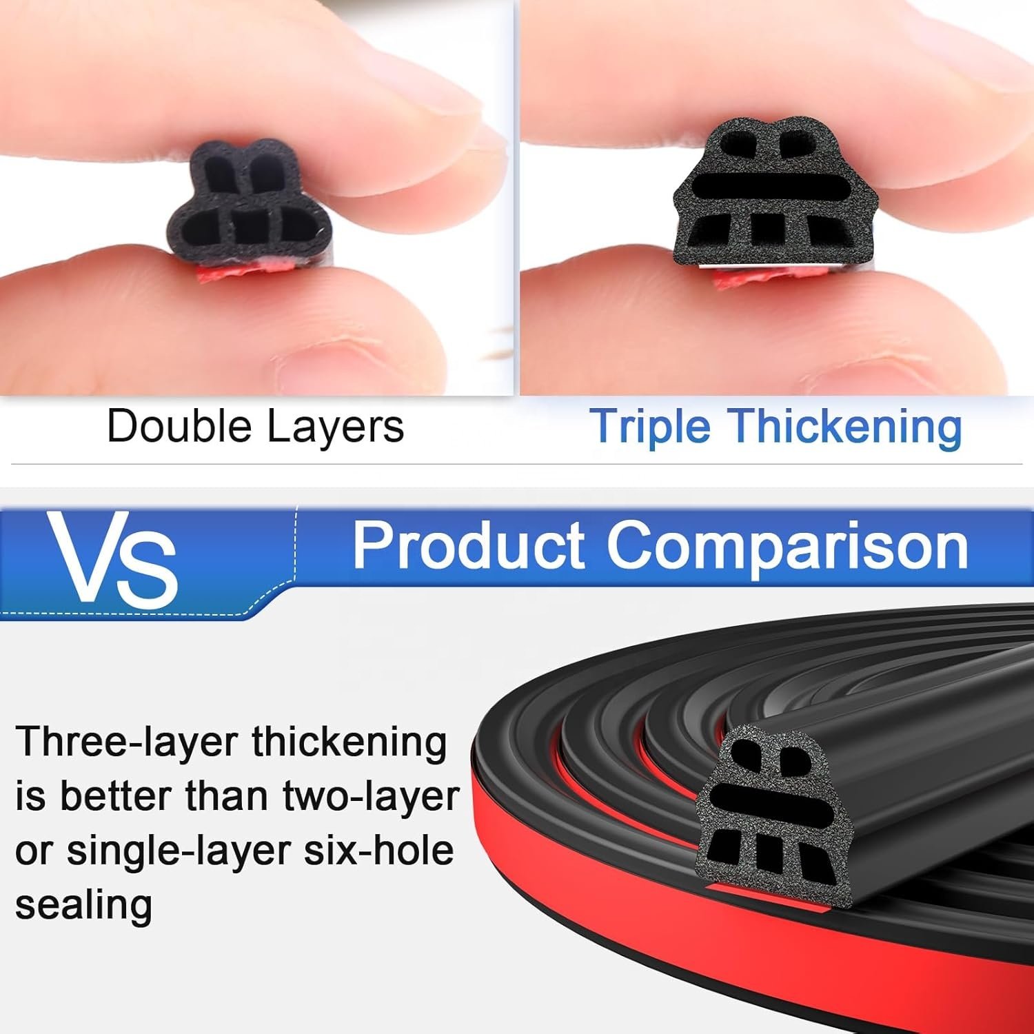 Durable Shockproof Car Seal Sticker Accessories Seamless Rubber Sealing Strip Car Door Gap Sealing Strip