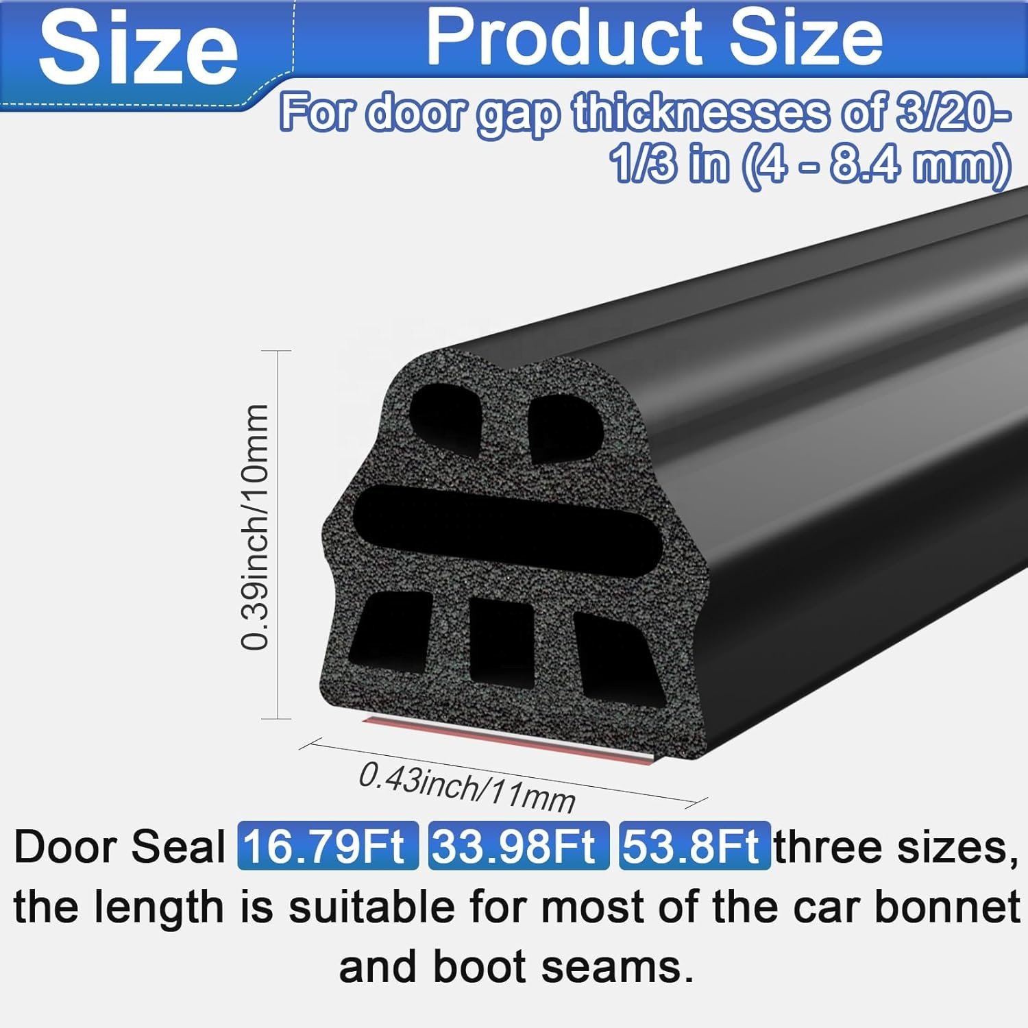 Durable Shockproof Car Seal Sticker Accessories Seamless Rubber Sealing Strip Car Door Gap Sealing Strip