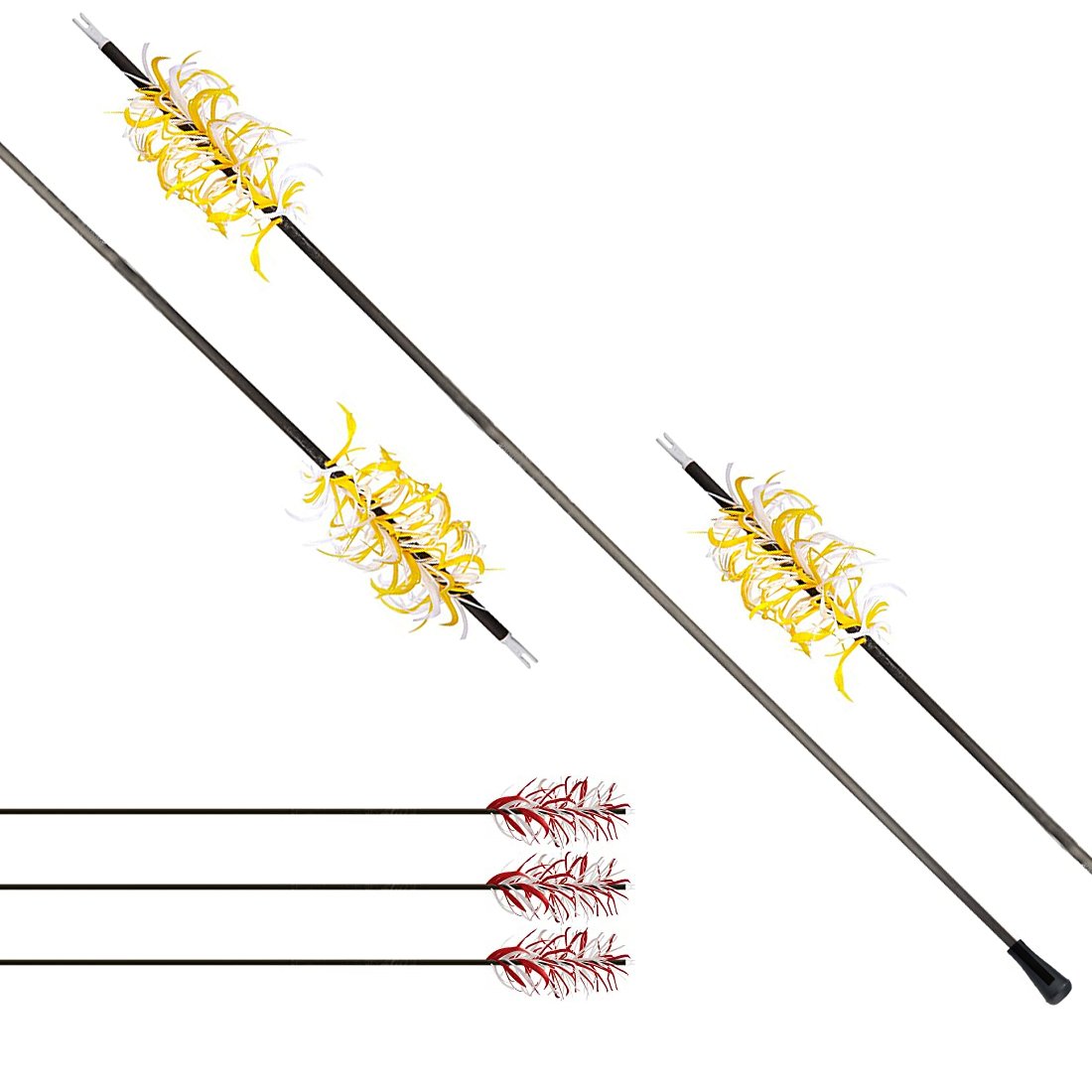 Flu Flu Spine 500 Arrows with Wrap Feathers ID6.2MM Archery 8mm Rubber Blunt Target Point Y-nock Bow Shooting