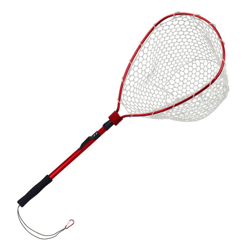 Landing Net Aluminium Alloy Pole And Frame Silicone Net Eva Handle Anti-lost Rope Black Hole Fishing
