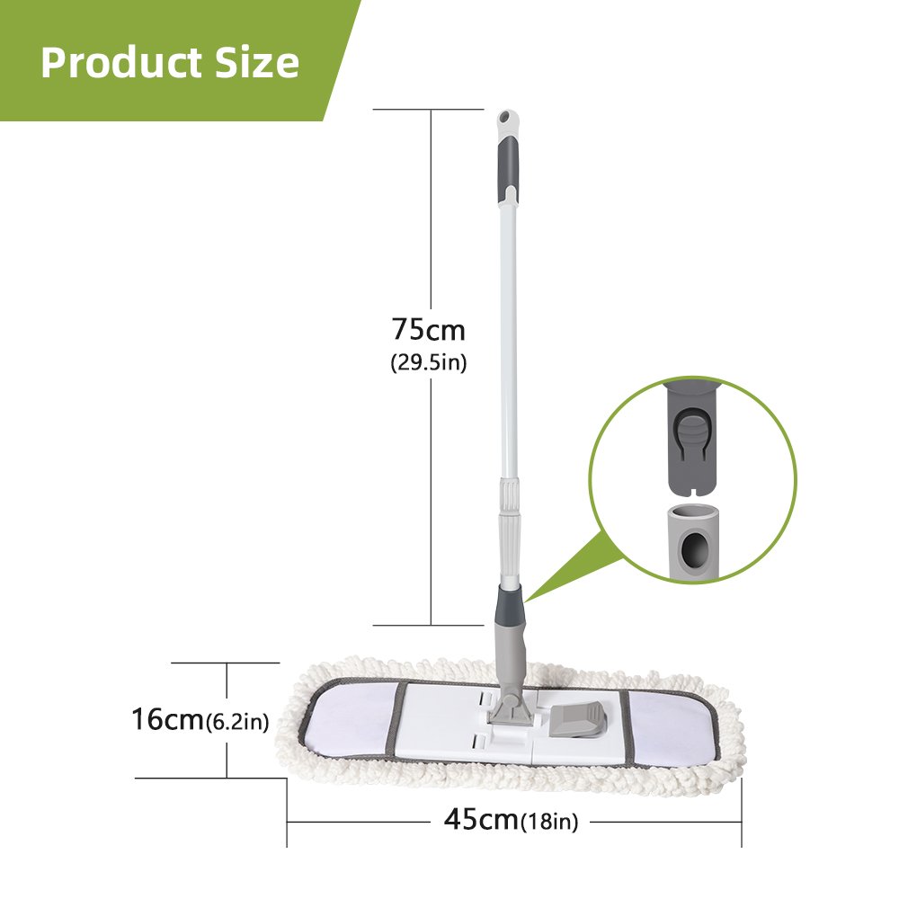Masthome removable magic chenille easy cleaning flat squeeze floor mop with dry and washing function hand free flat mop