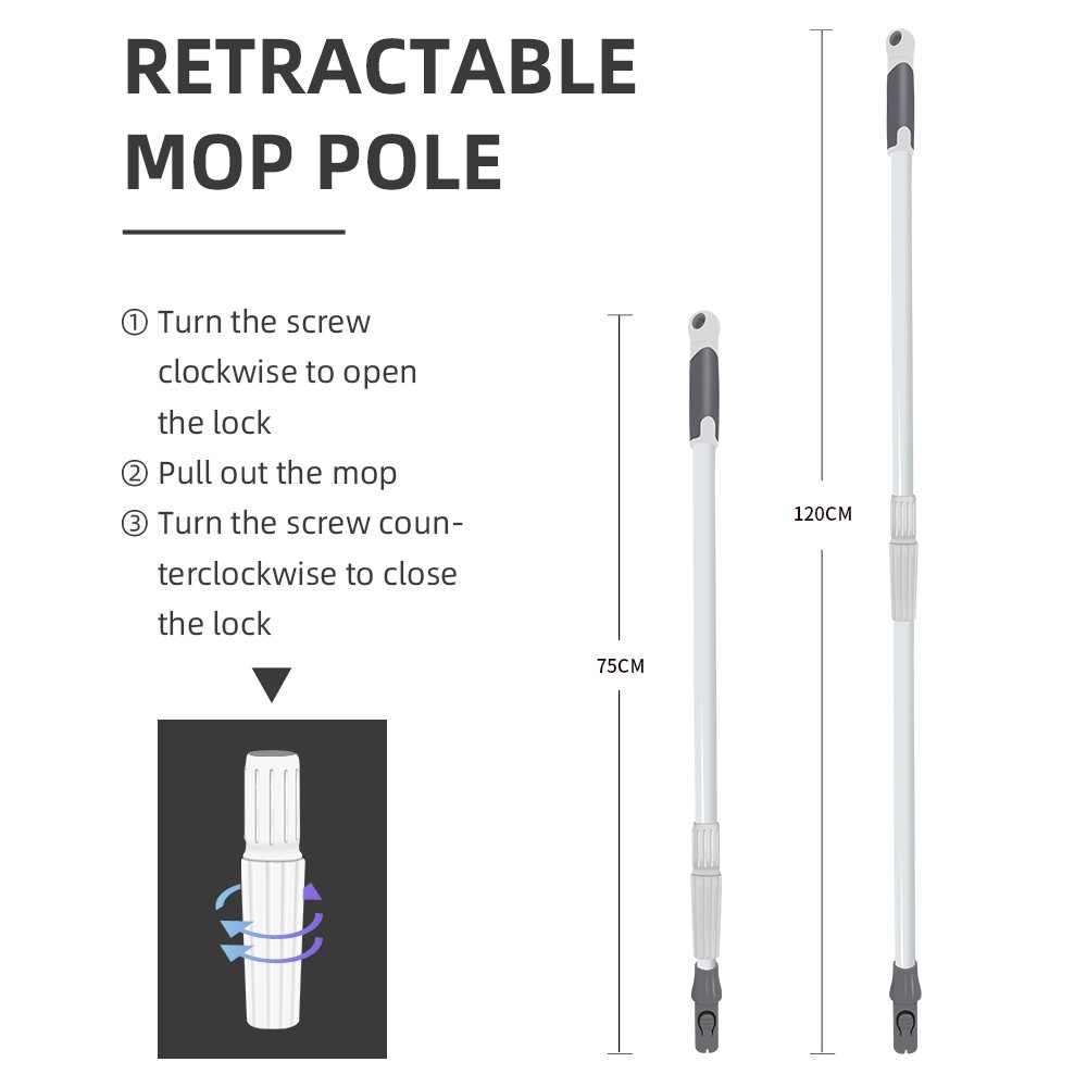 Masthome removable magic chenille easy cleaning flat squeeze floor mop with dry and washing function hand free flat mop
