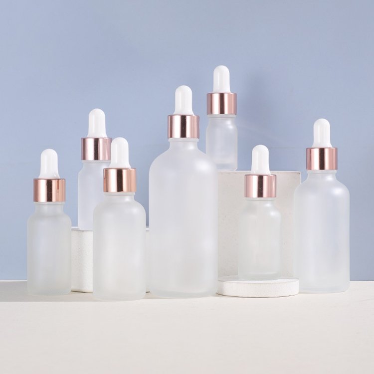 5ml 10ml 15ml 20ml 30ml 50ml 100ml Euro Round Clear Frosted Glass Serum Essential Oil Tincture Dropper Bottle with Bamboo Cap