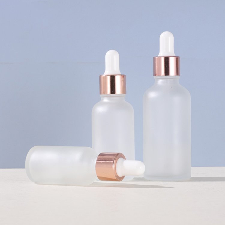 5ml 10ml 15ml 20ml 30ml 50ml 100ml Euro Round Clear Frosted Glass Serum Essential Oil Tincture Dropper Bottle with Bamboo Cap