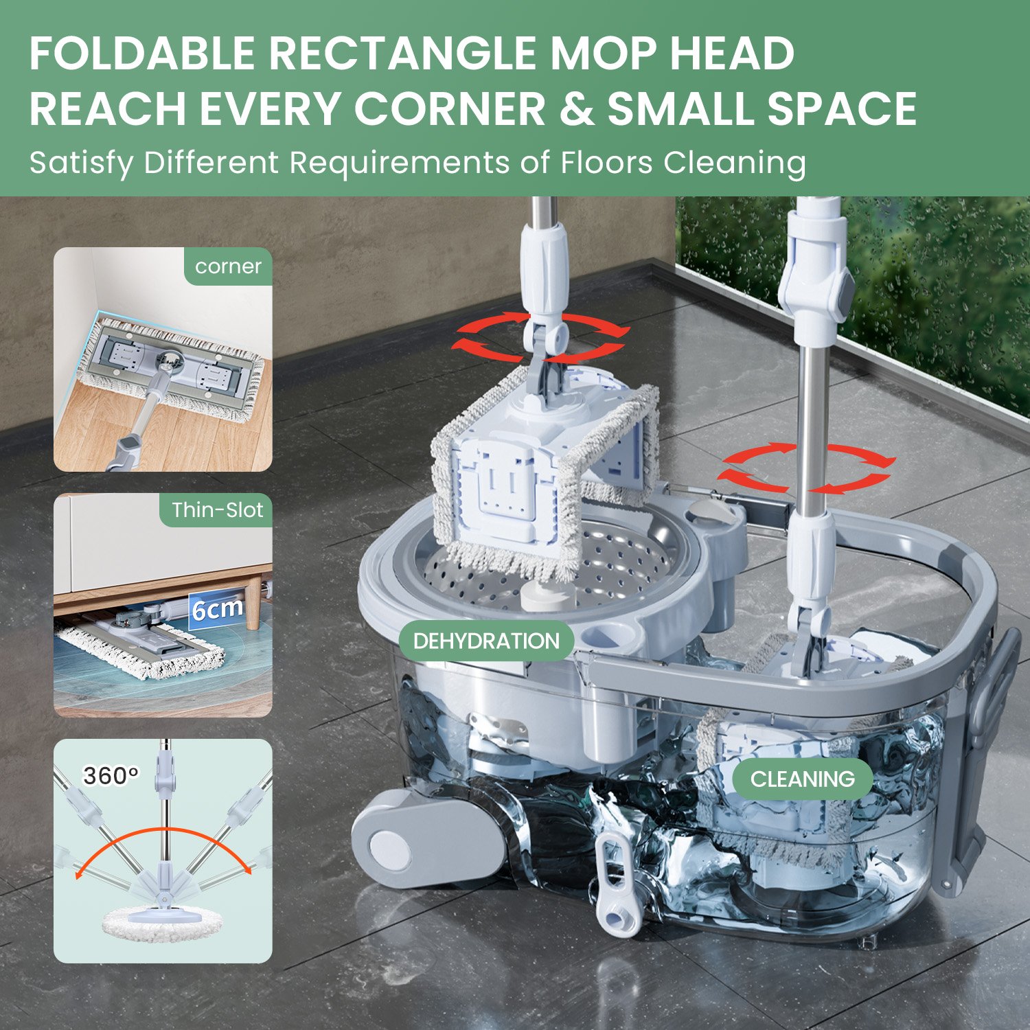 New Design Hand Free Mop Set Spin Magic Mop with Bucket set Microfiber Flat Mop for Home Cleaning big capacity