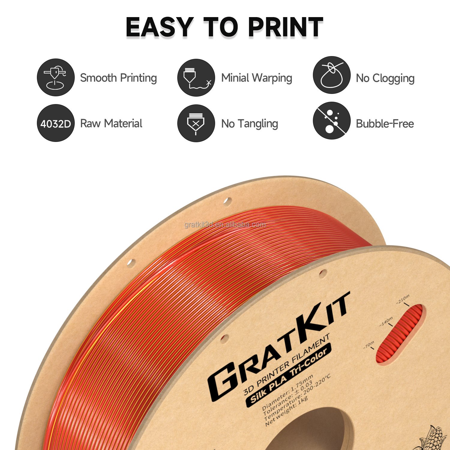 Silk Tri-Color PLA High Quality PLA Filament 1.75mm Plastic Filamento