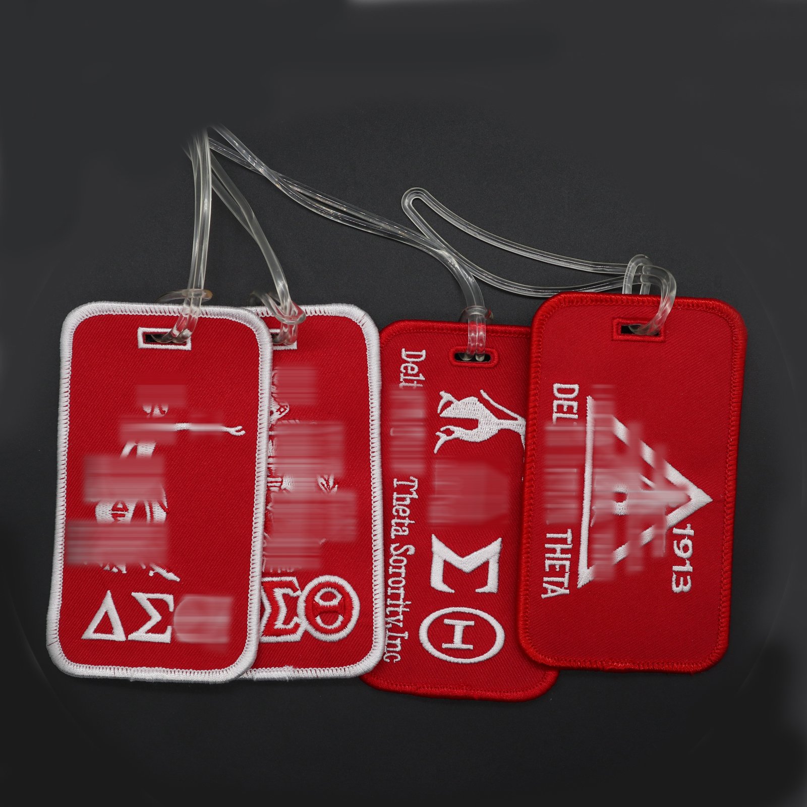 Red Color Embroidery Greek Letter Luggage Tag Sorority Embroidered Airline Cruise Hotel Baggage Tag