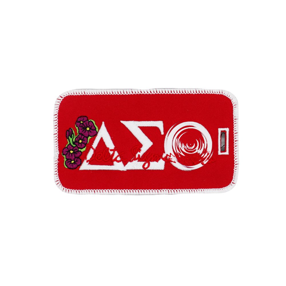 Red Color Embroidery Greek Letter Luggage Tag Sorority Embroidered Airline Cruise Hotel Baggage Tag
