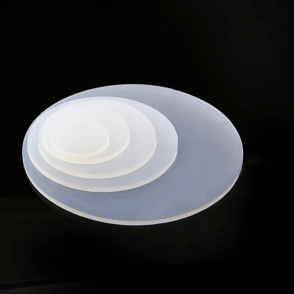 White Solid Round Silicone VMQ Rubber Sheet Seal Gaskets Pad Dia 5-150mm Thick 0.5-8mm