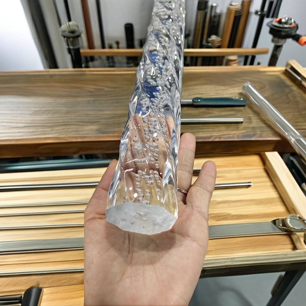 Twisted Transparent PMMA Acrylic Bubble Rod for LED Lighting round & Triangle