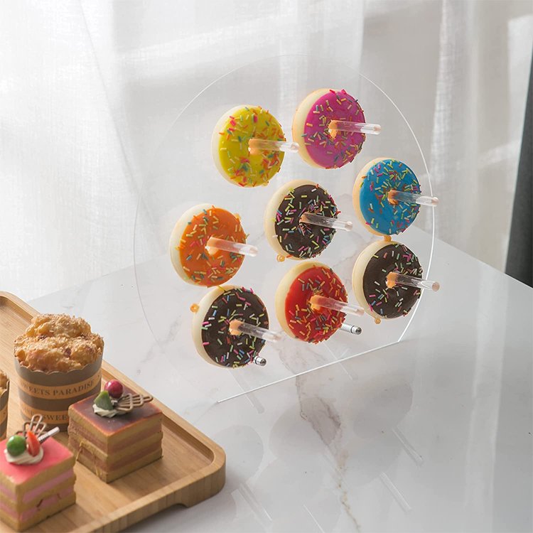 10X78mm Crystal Peg Rod With Screw For Donut Display Custom Clear Acrylic Wall Mount Reusable Doughnut Pegs