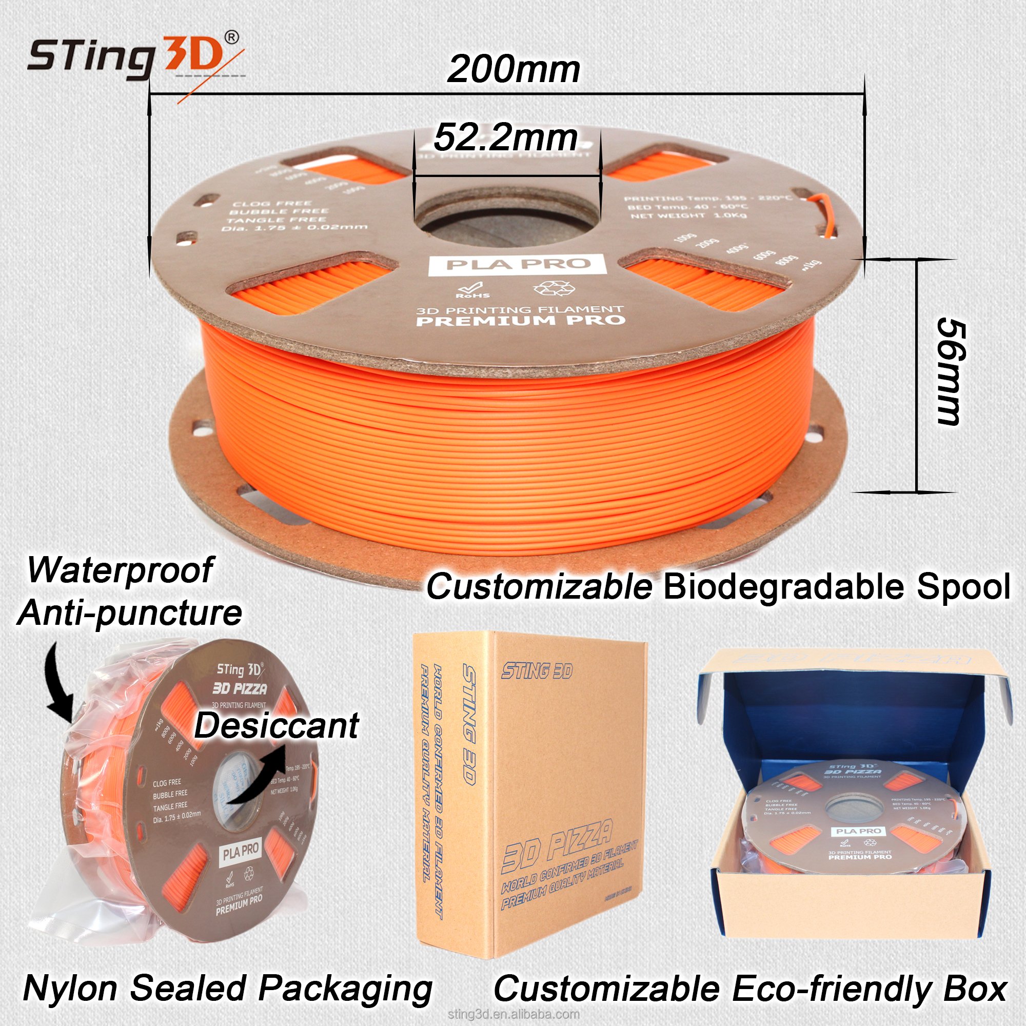 Sting3d PVB Alcohol Polishing Filament 1.75mm 1kg Spool 1.75mm magic color PLA Plastic rod PLA Filament