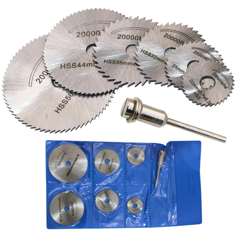 7pcs Set Mini Hss Cutting Disc Rotating Drilling Tool Accessories Hoja De Sierra Wood Plastic And Aluminum Circular Saw Blade