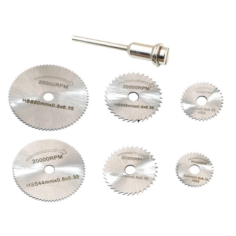 7pcs Set Mini Hss Cutting Disc Rotating Drilling Tool Accessories Hoja De Sierra Wood Plastic And Aluminum Circular Saw Blade