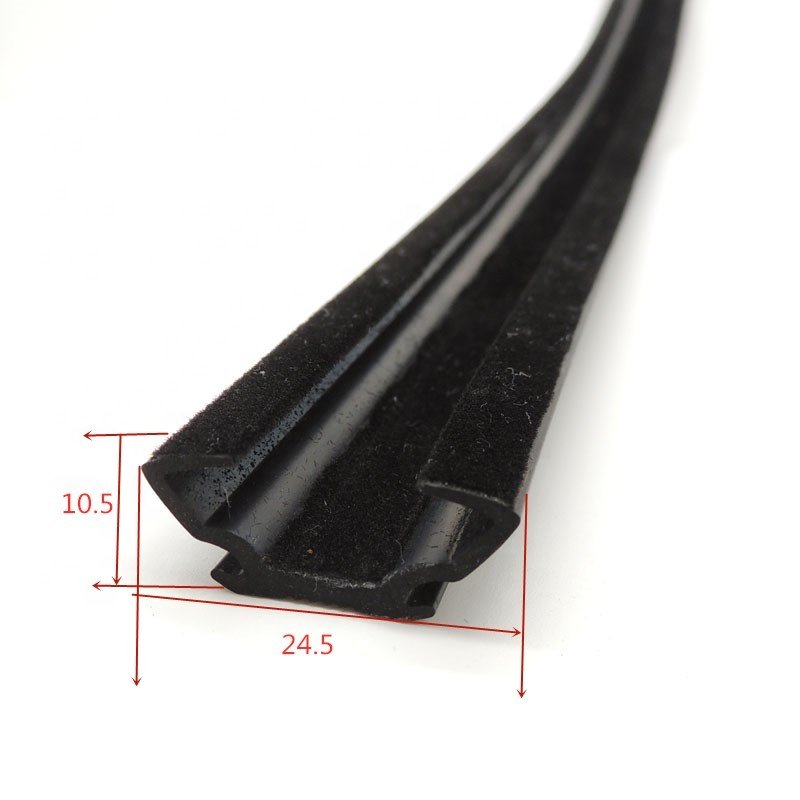 Car window glass run flocked weather rubber seal strip
