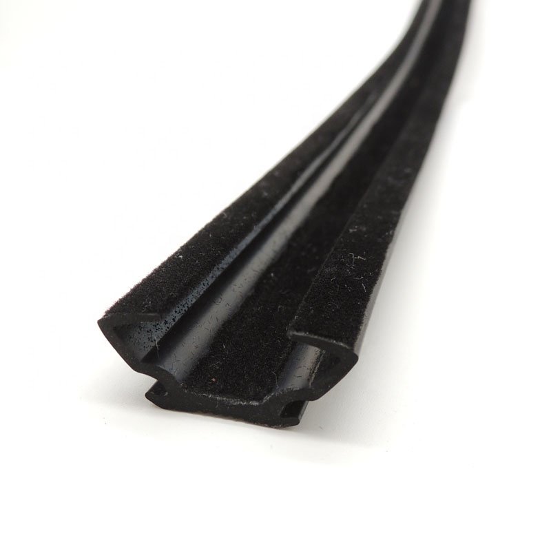 Car window glass run flocked weather rubber seal strip
