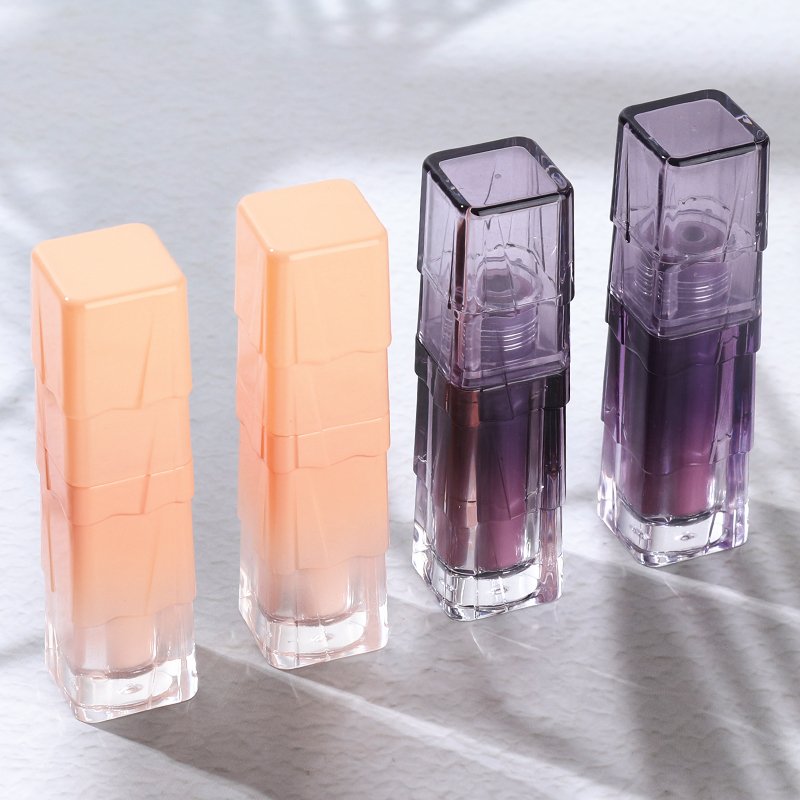 CY827 3.5ml Empty Square lip gloss tube gradient purple thickened four layers with clear brush rod
